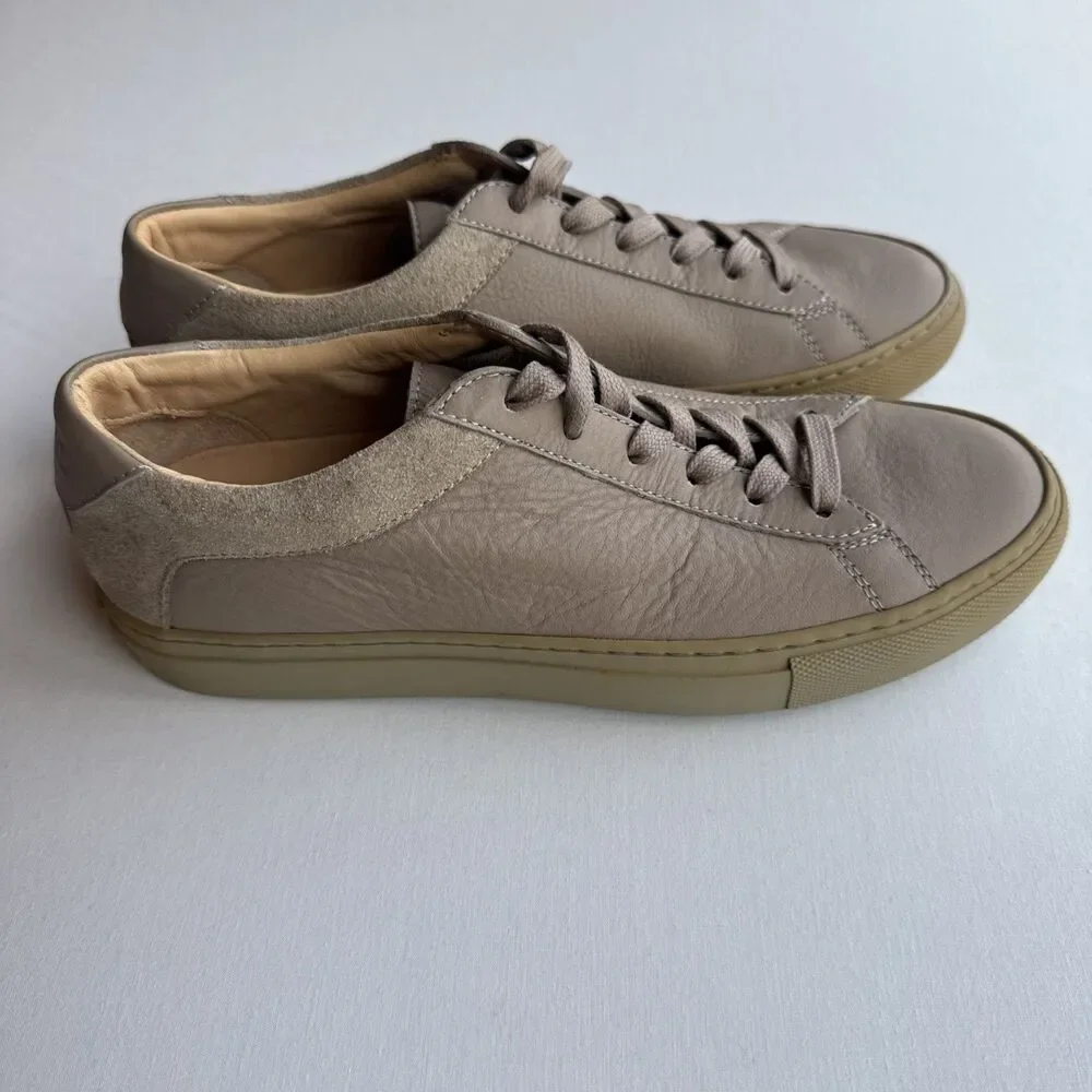 KOIO Capri Men's Low Top Sneakers Size 38 Italy Leather Shoes Taupe Tan Perfect